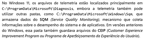 Dados de Diagnóstico (Telemetria)  